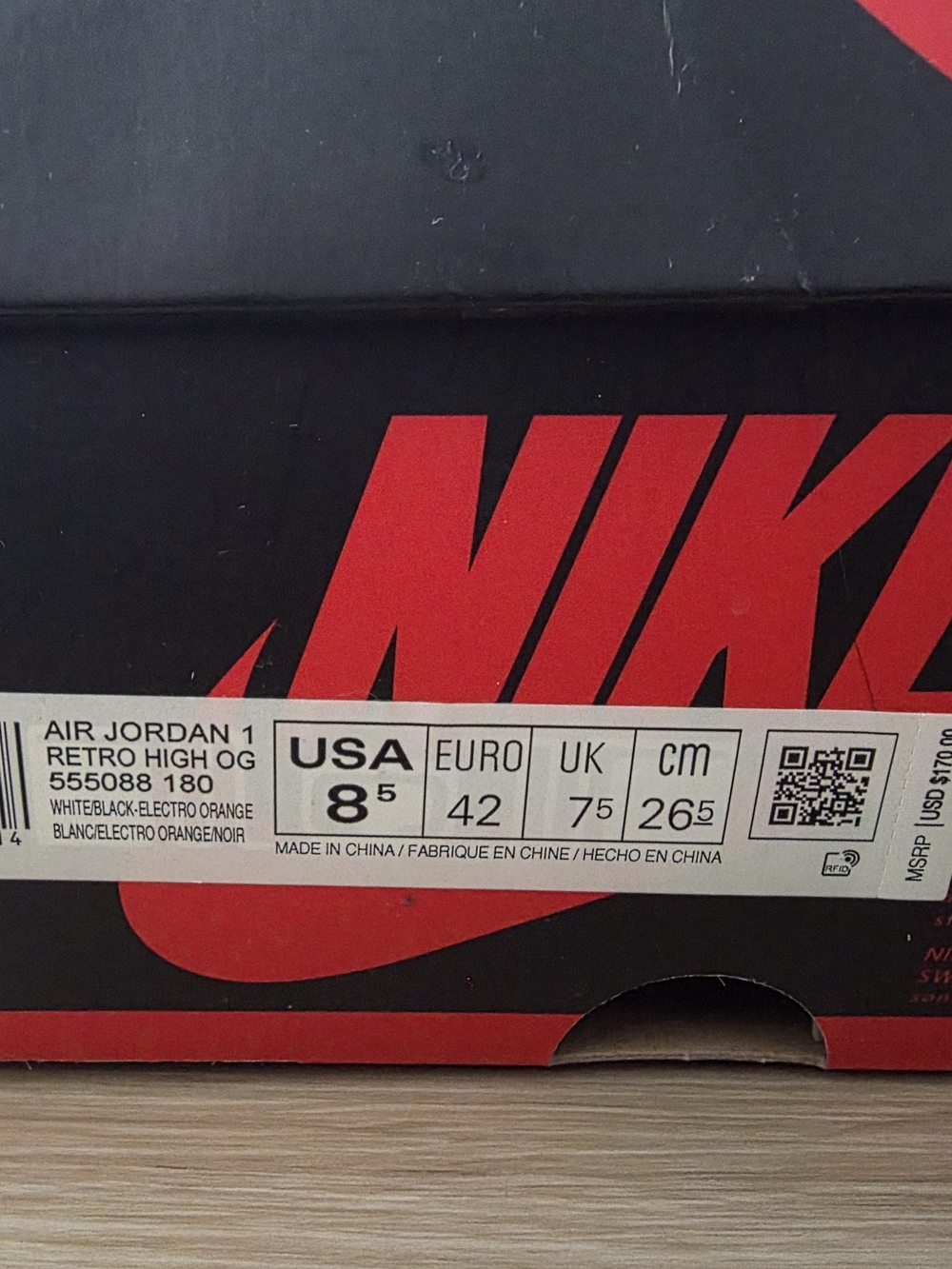 Jordan Black White Orange High-Top Sneakers - Picture 2 of 2